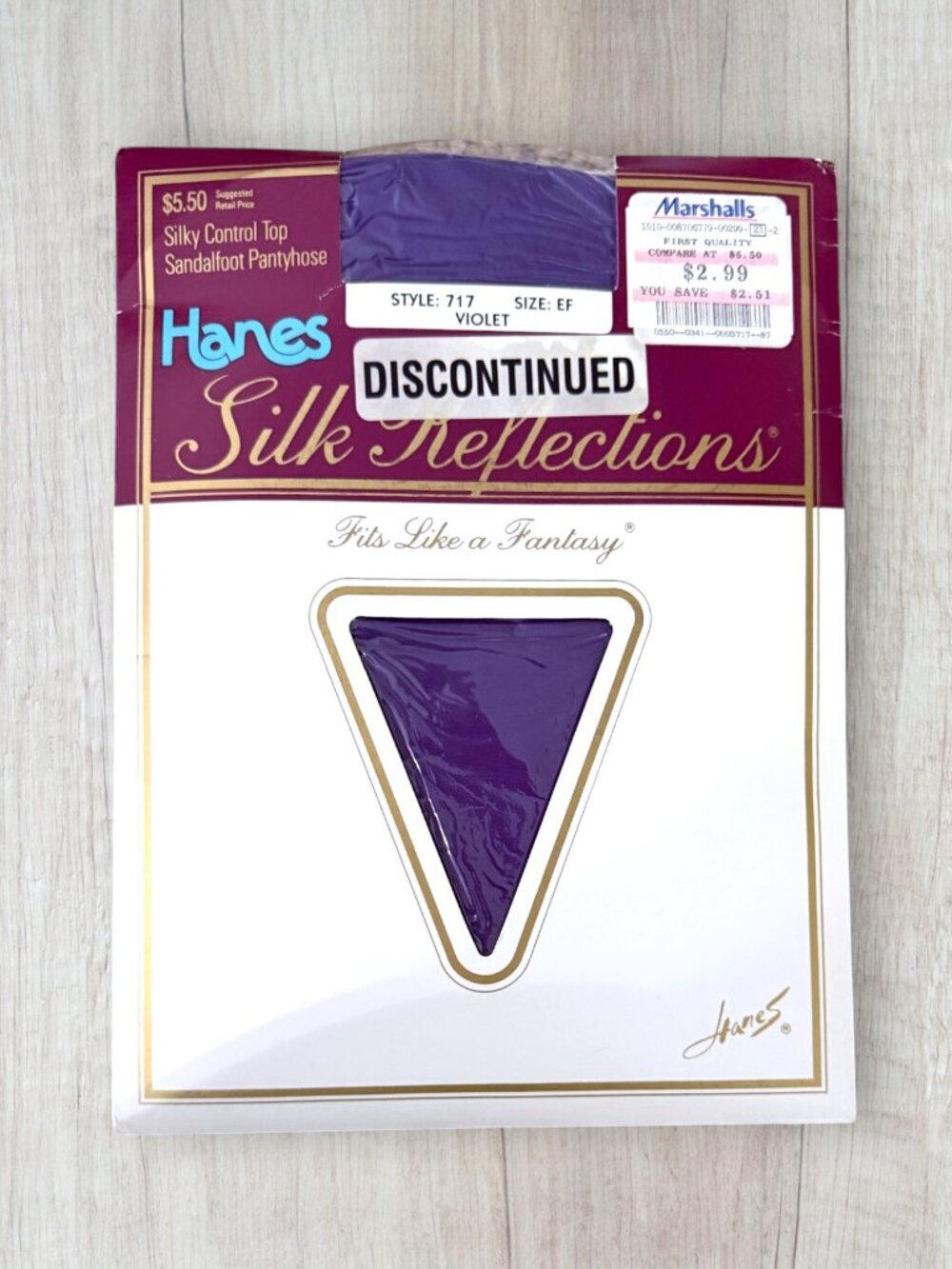 Vintage 90s Hanes Silk Reflections Violet Purple Control Top Pantyhose NOS USA